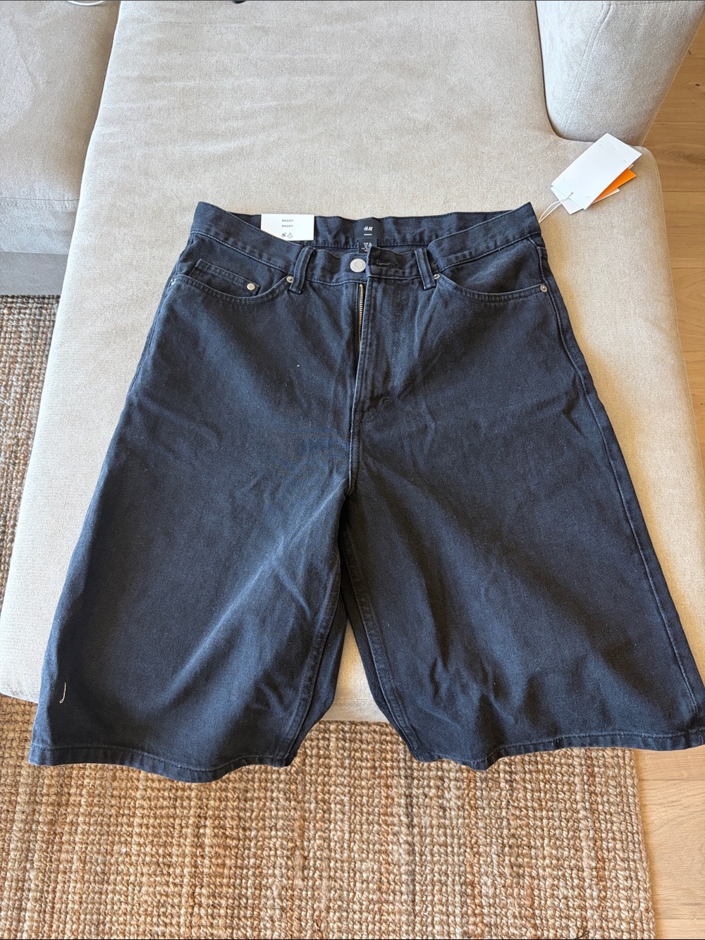 H&M Black Denim Long-Length Men's Shorts